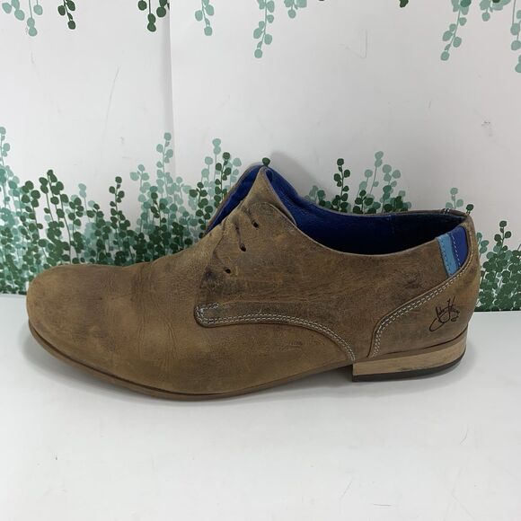 John Fluevog Leather Distressed Brown Blue Oxfords Mens Size 8M main image 9